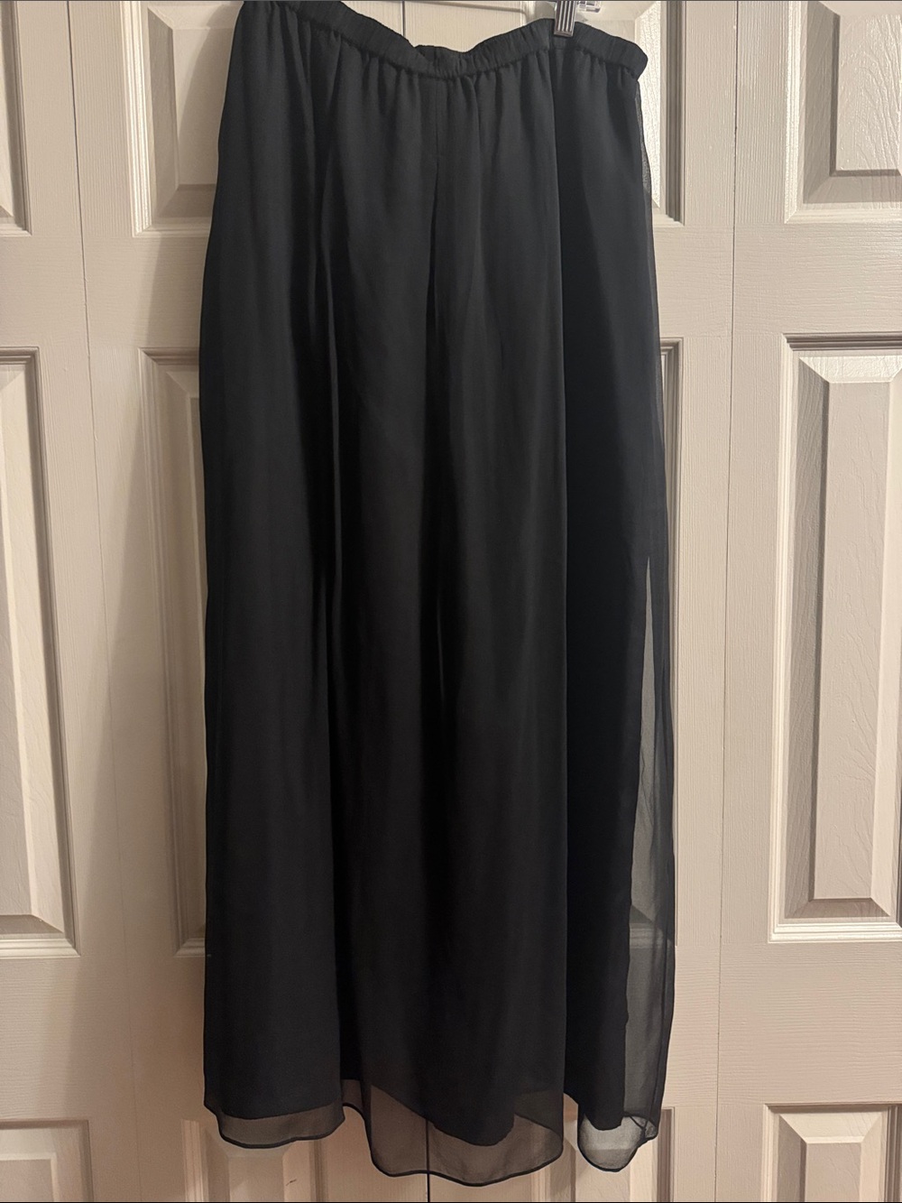 Vintage Diane Gilman 100% Silk Lightweight Black Flowing Maxi Skirt, 1X